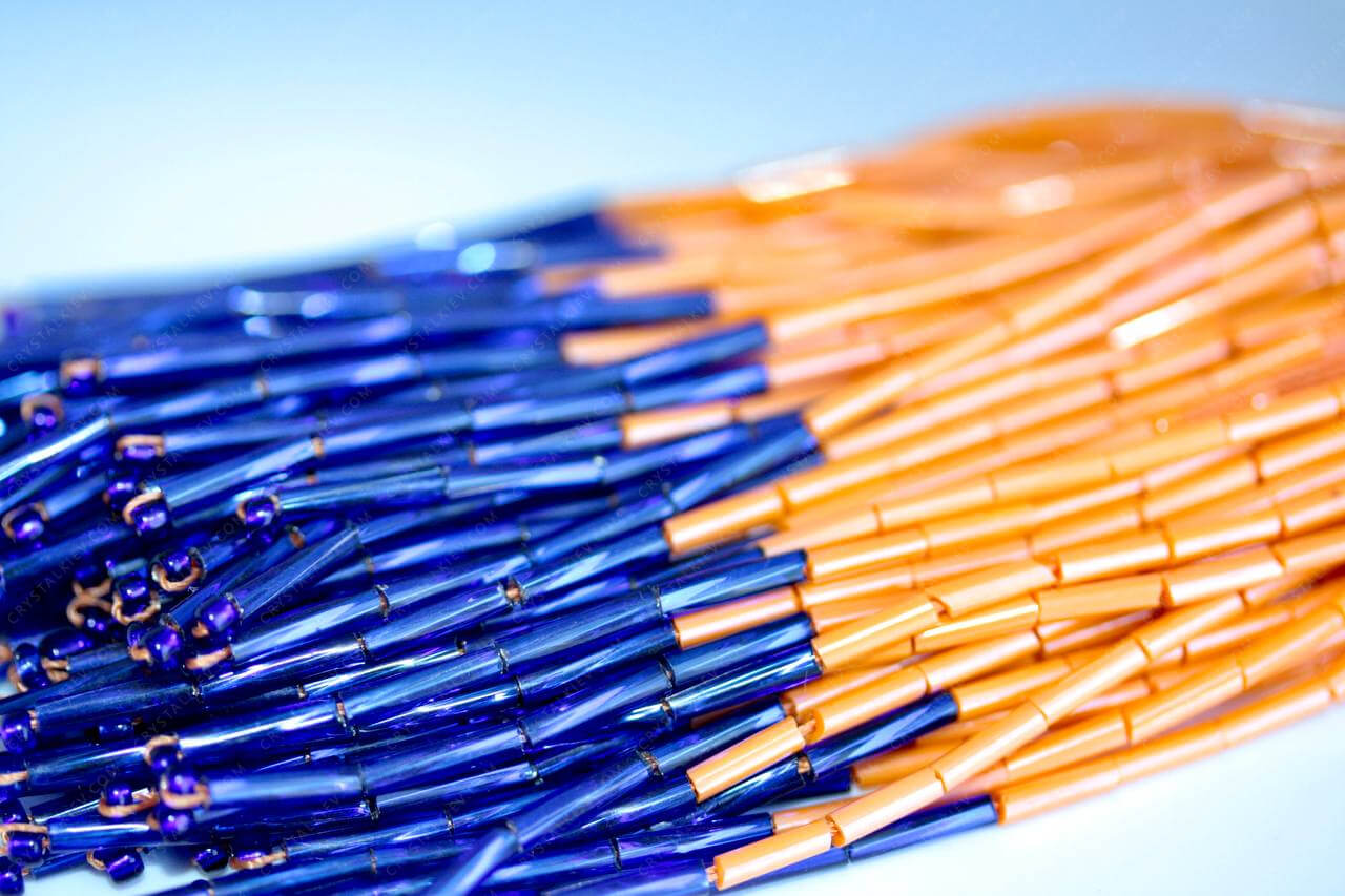 Пучки стеклярусу Neon Orang +Cobalt 6mm прямий